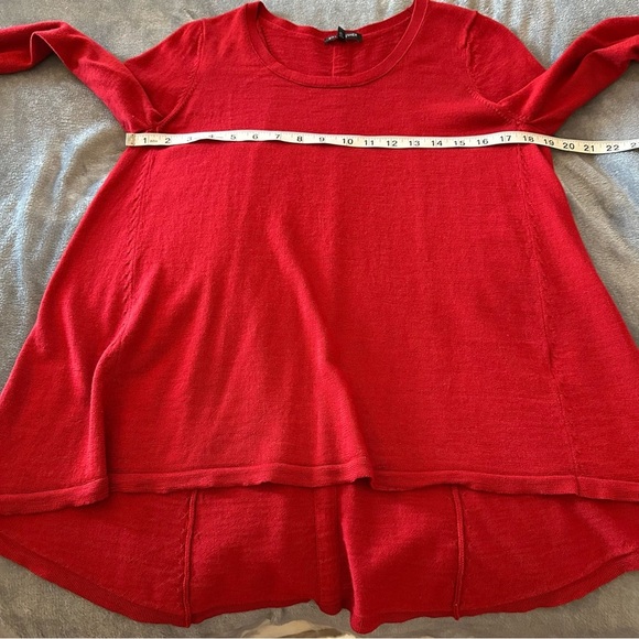 Eileen Fisher Merino Wool Vibrant Red Bell Hem Knit Tunic Sweater Size L/P - Picture 12 of 12